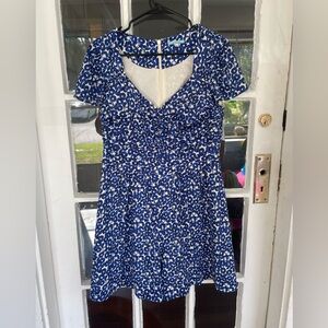 Anthropologie Leifnotes RomperSize 12 Drafted Petals Floral Blue